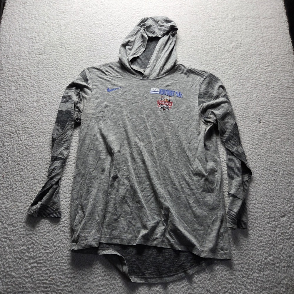 Kentucky Wildcats Shirt Mens Large Gray NCAA Football Nike Dri Fit Hooded